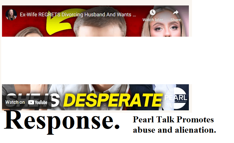 Pearly things is Exploiting Divorce to promote subservience to&nbsp;men.