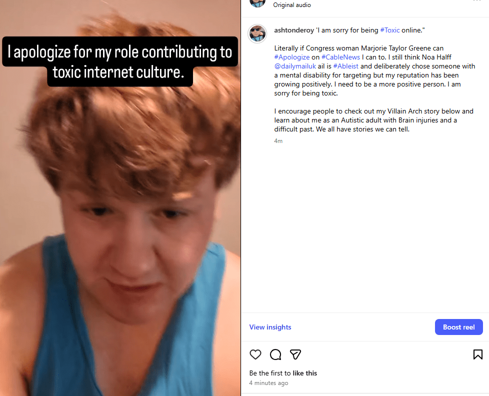 I am sorry for Participating in Toxic Internet&nbsp;Culture.