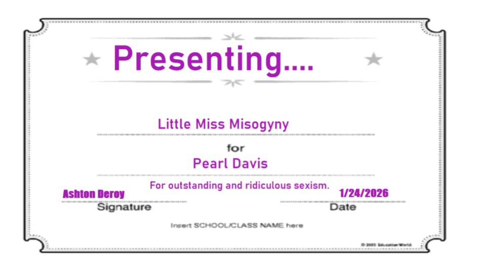 Little Miss Misogyny Landing page! LittleMissMisogyny.com